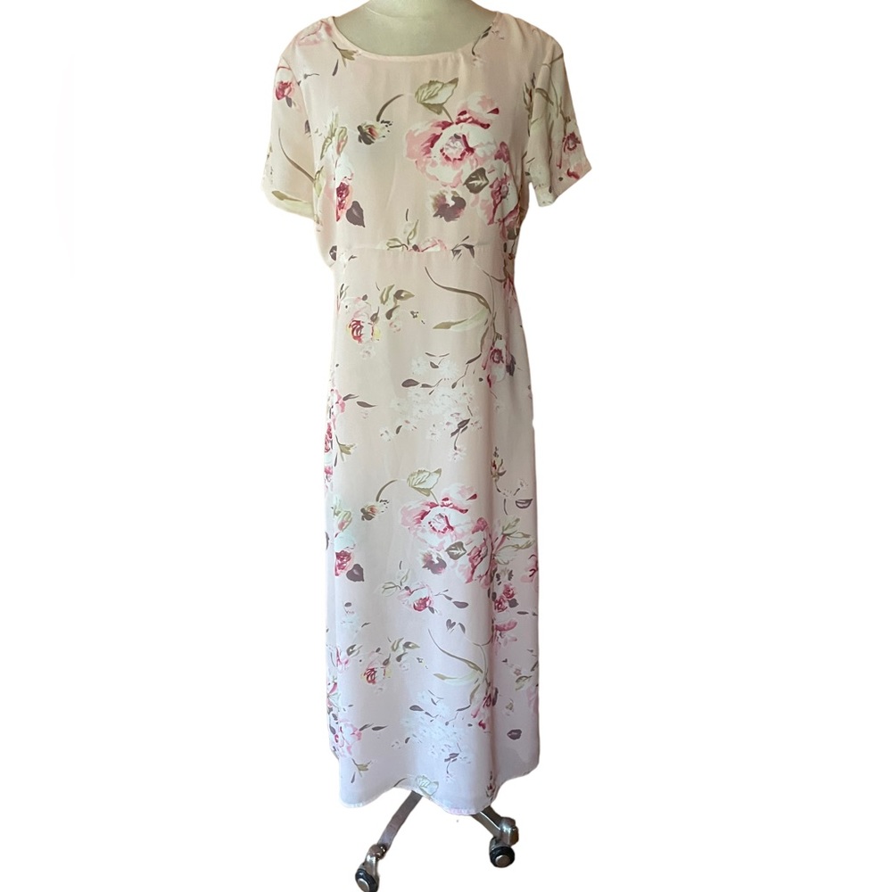 1990s NY‎ & Co Floral, Semi-Sheer Maxi Dress